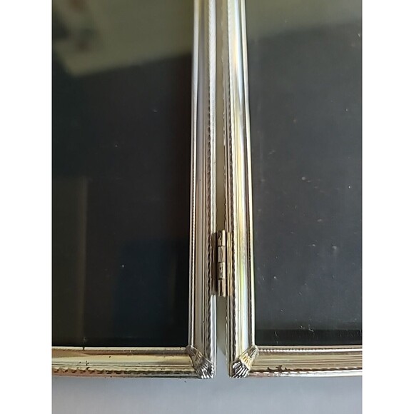 Floral Silver Tone Metal Folding Desktop Picture Frame Vintage - Picture 7 of 10